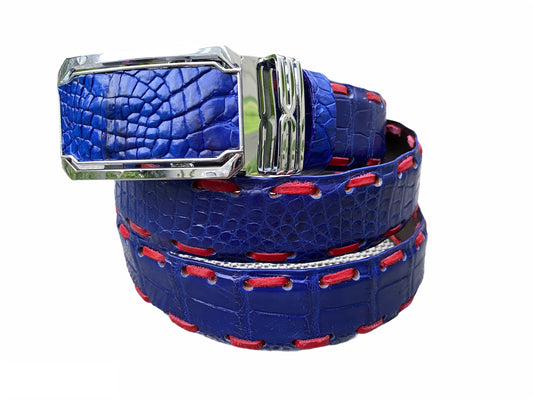 Blue alligator skin/leather belt men witdh 3.8cm