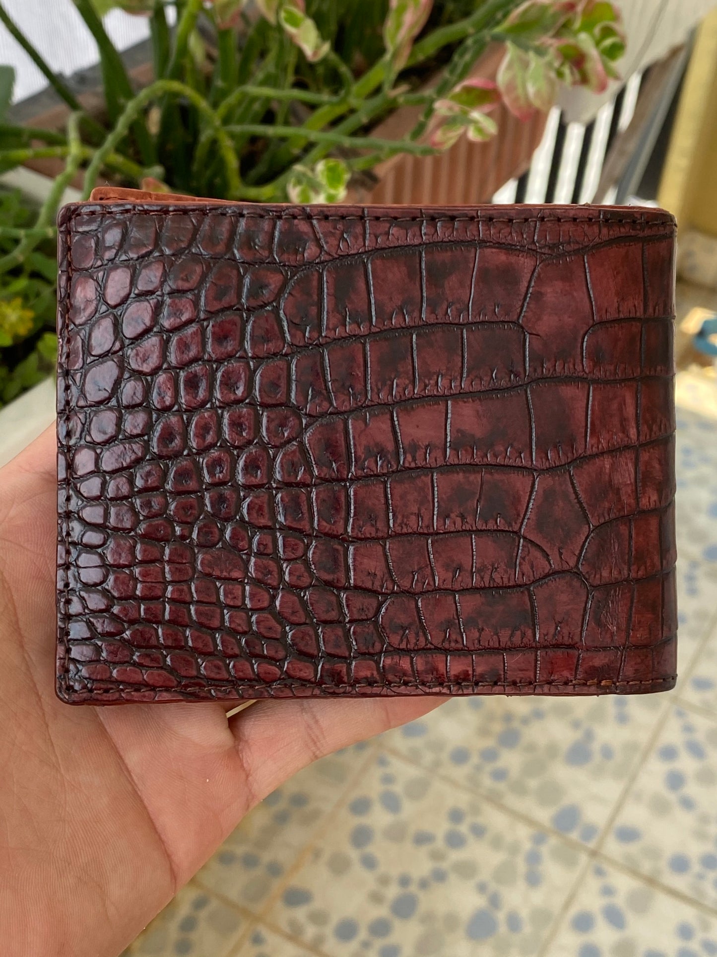 double Patina alligator wallet for men