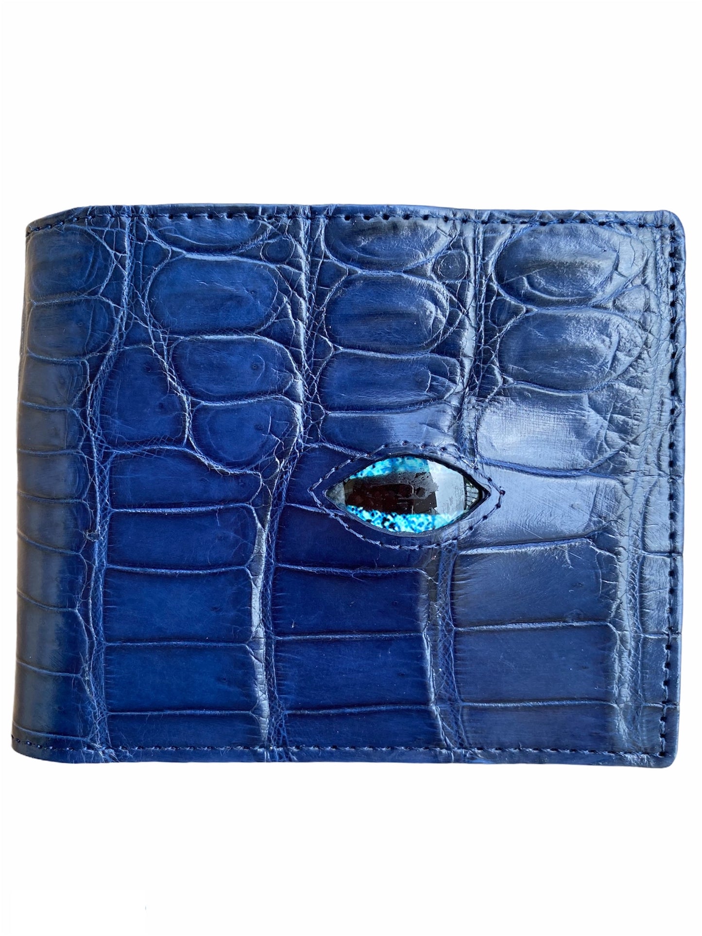 Blue Genuine alligator bi fold wallet for men