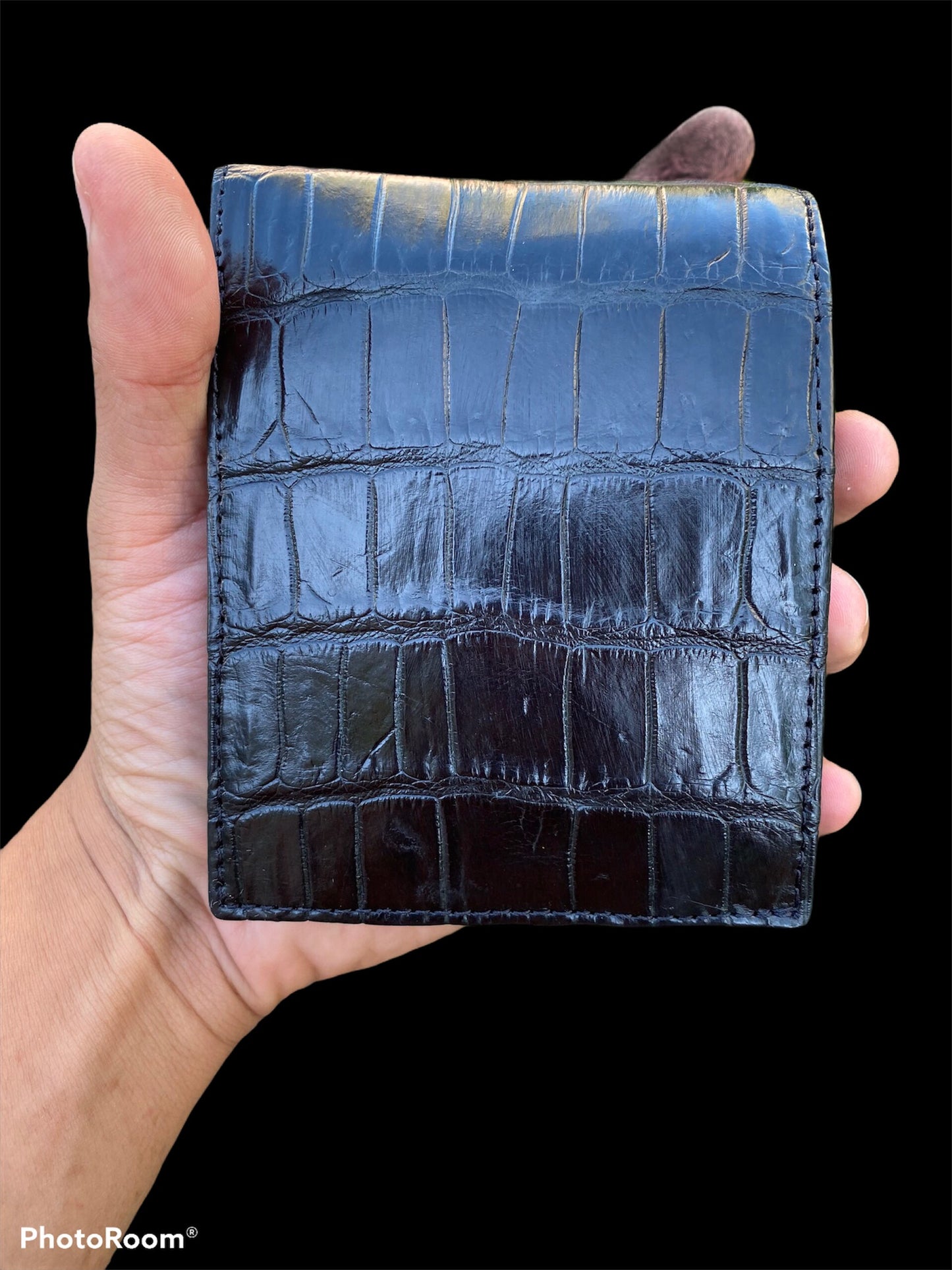 New design Black Genuine alligator belly bi fold wallet for men