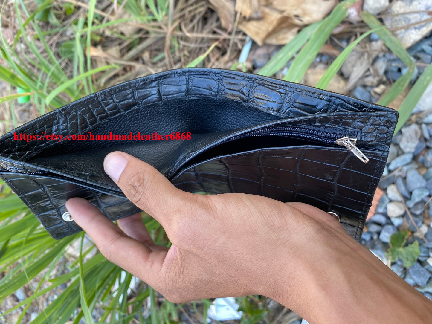 New design Black Genuine alligator belly bi fold wallet for men