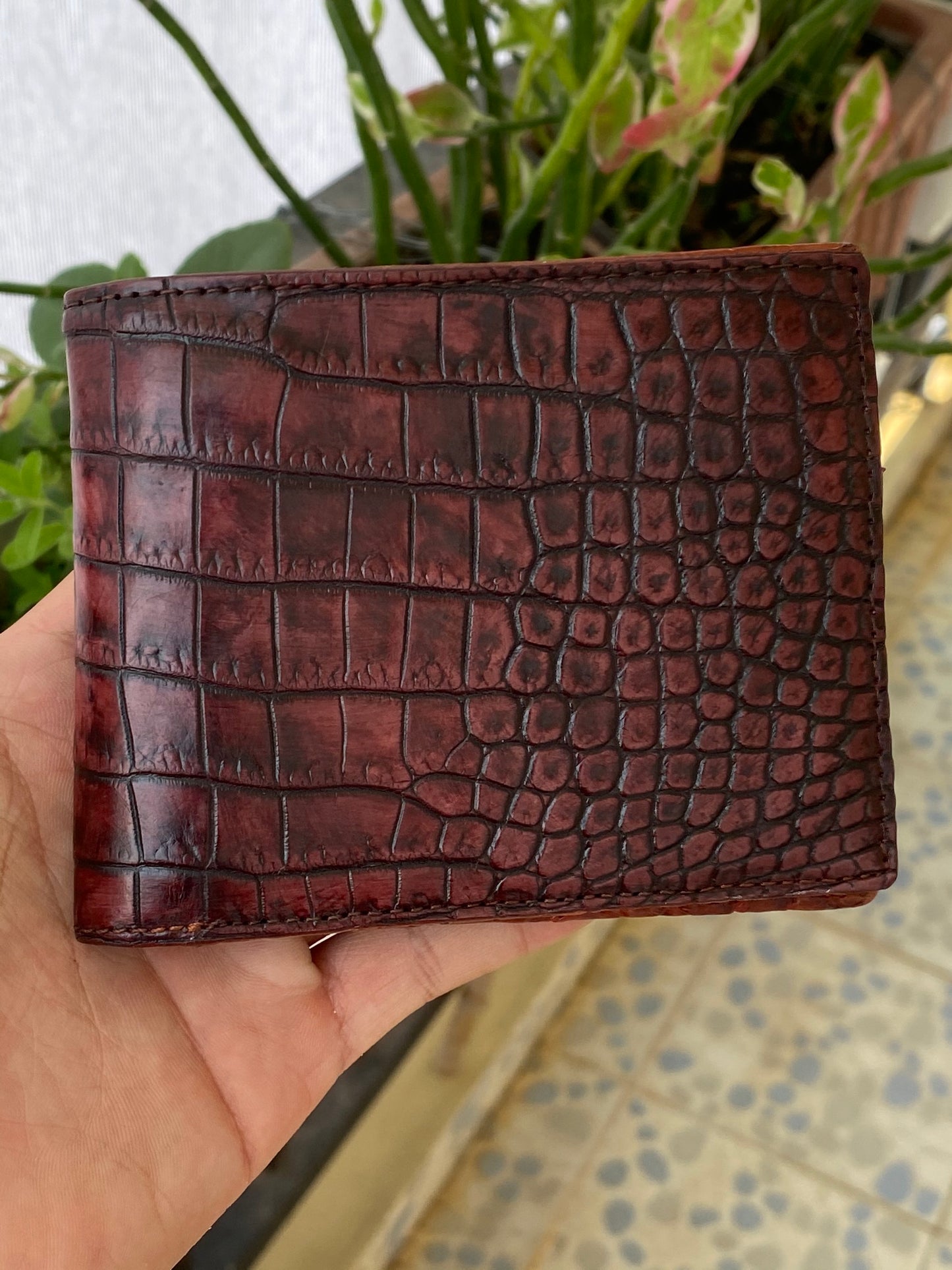 double Patina alligator wallet for men