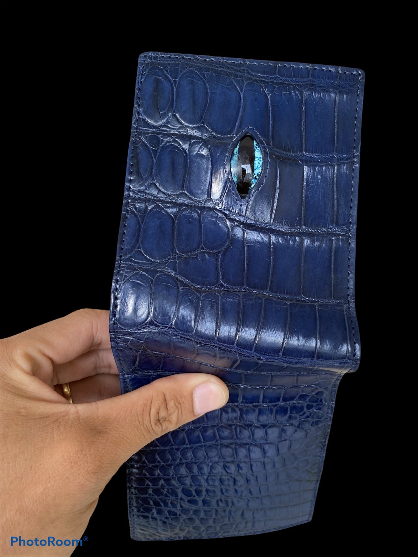 Blue Genuine alligator bi fold wallet for men