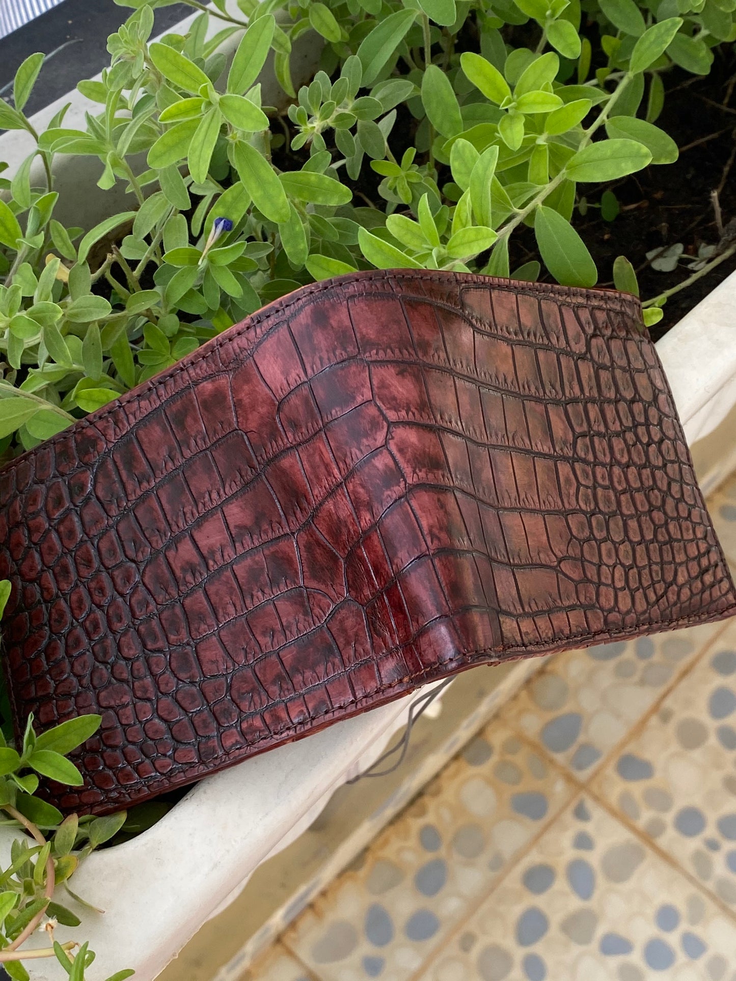 double Patina alligator wallet for men