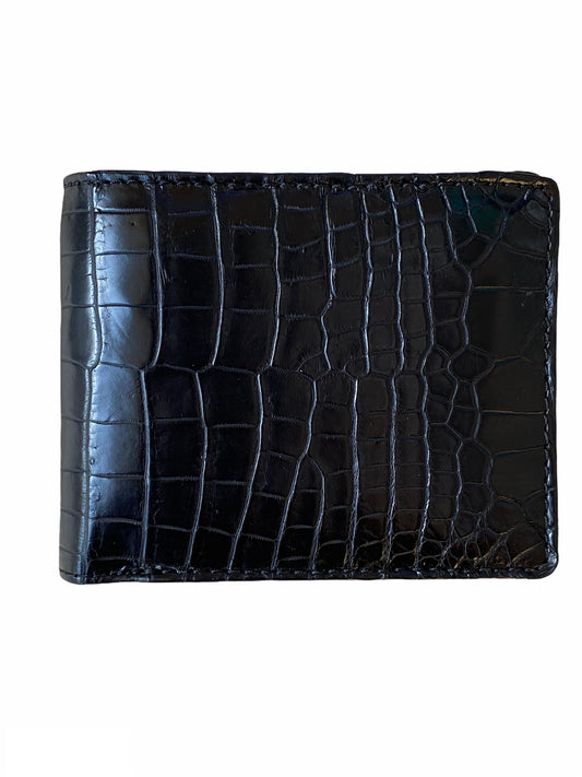 Black double side Genuine real alligator belly Leather Bifold Wallet for Men,Handmade Leather wallet men,Gift for him