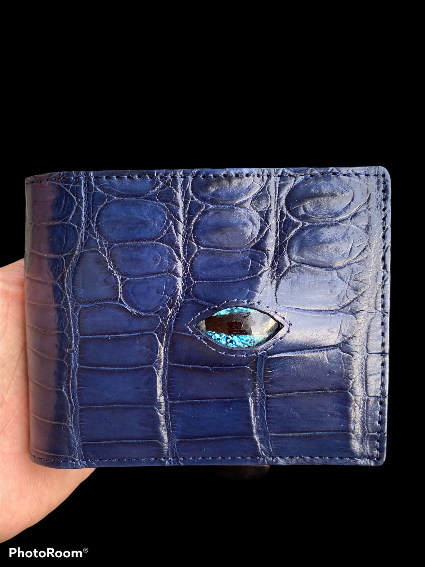 Blue Genuine alligator bi fold wallet for men