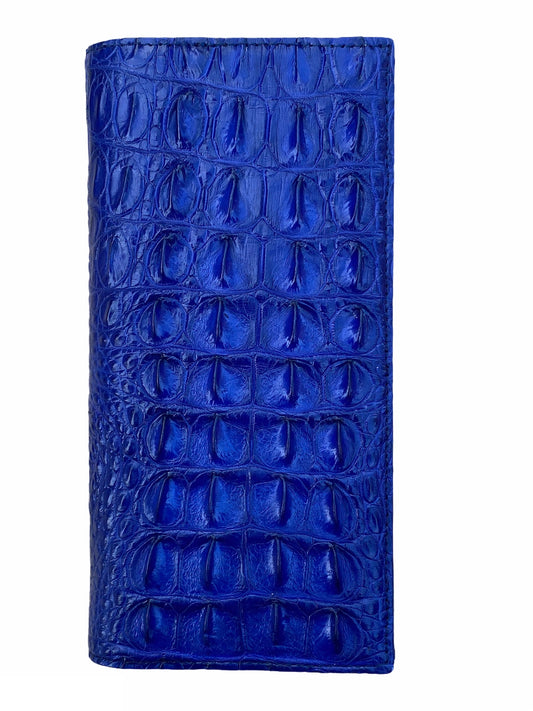Blue genuine alligator leather long wallet for men and women