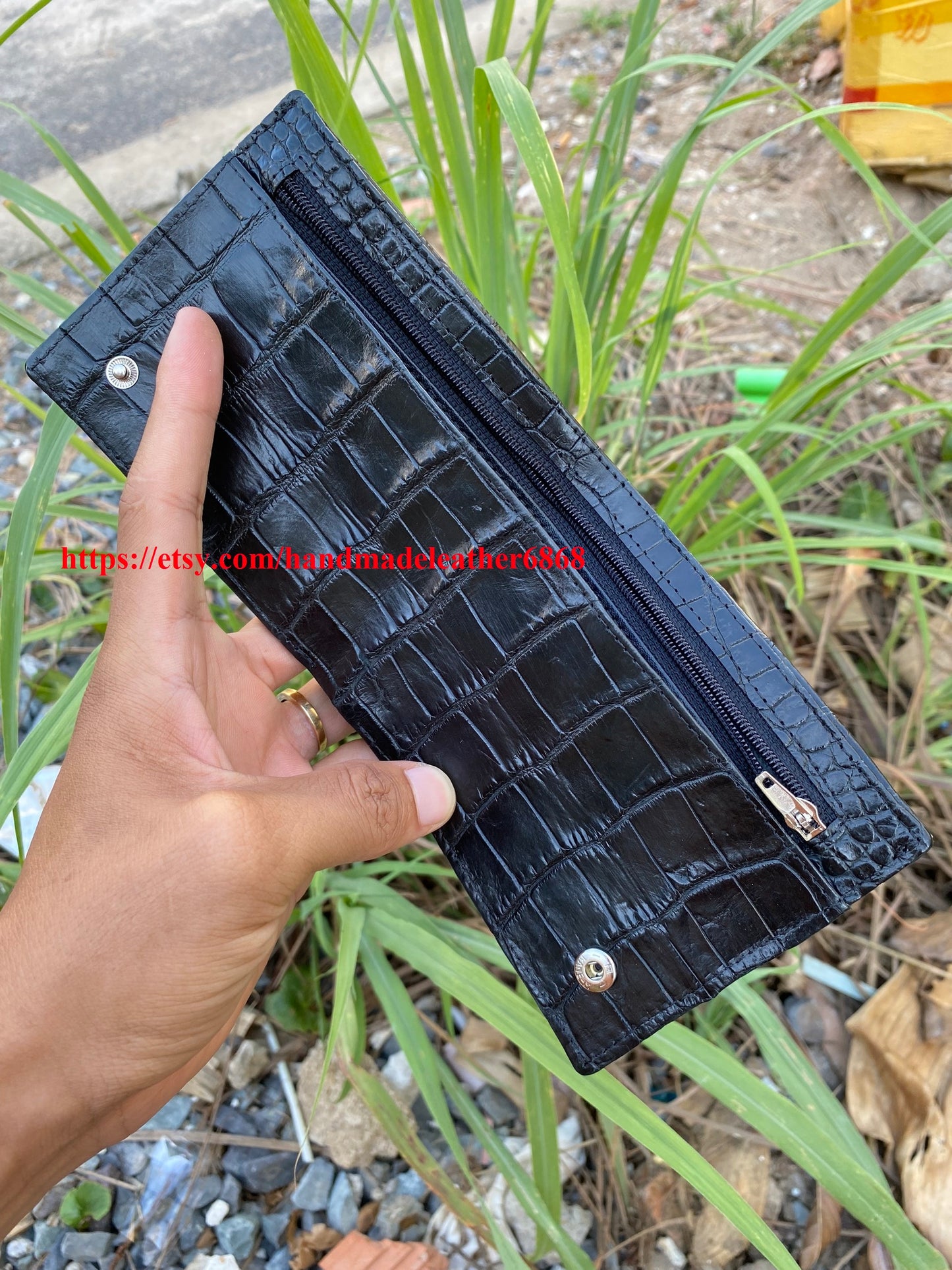 New design Black Genuine alligator belly bi fold wallet for men