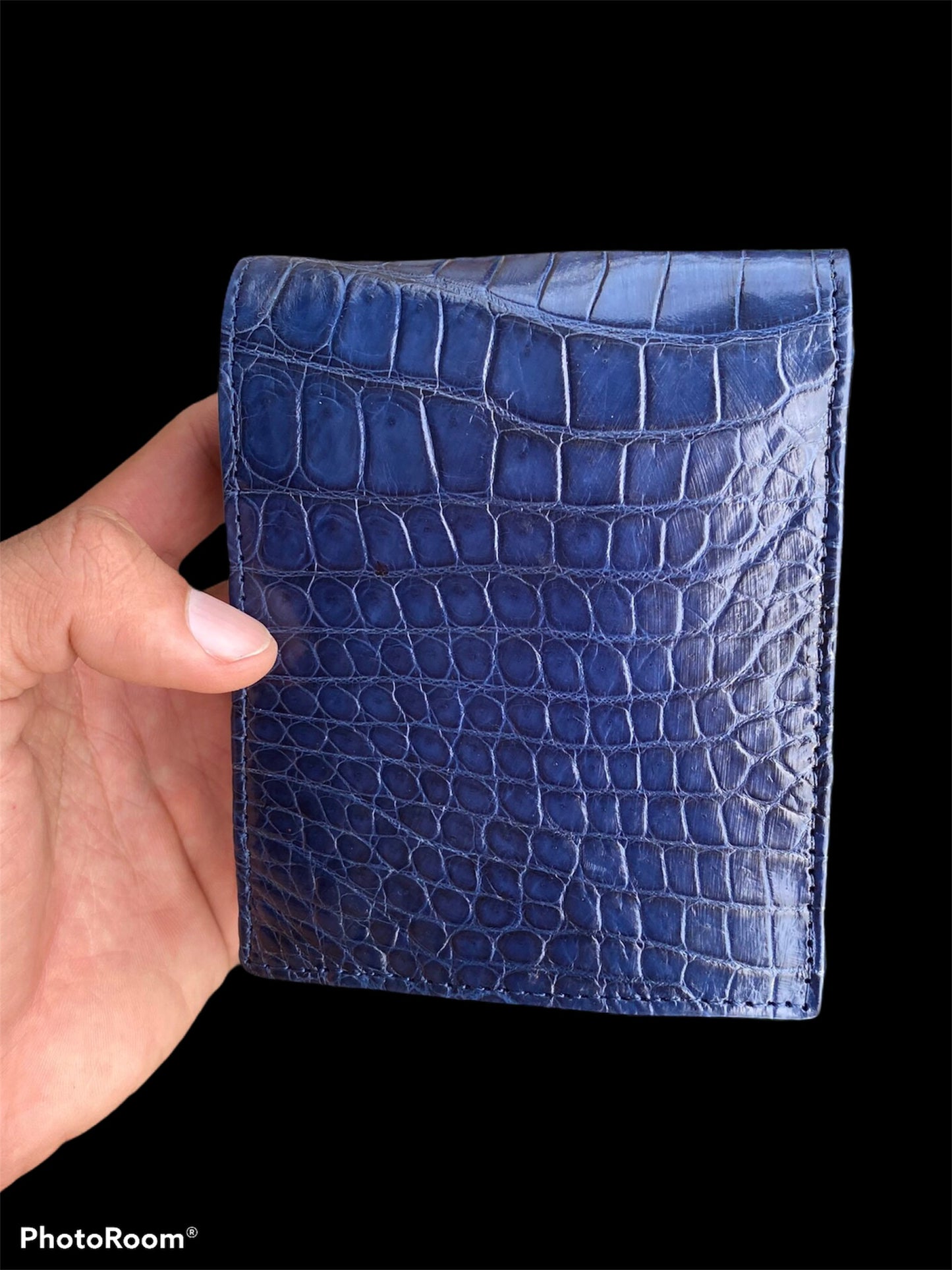 Blue Genuine alligator bi fold wallet for men