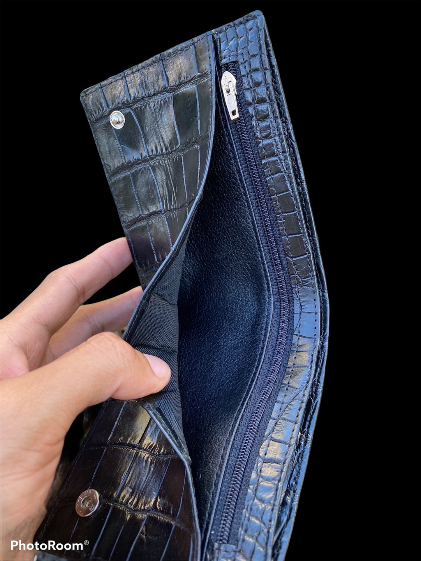 New design Black Genuine alligator belly bi fold wallet for men