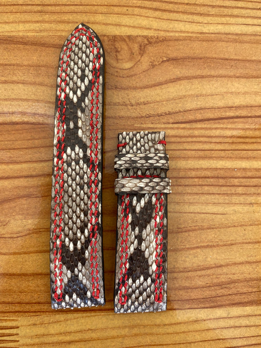 GENUINE PYTHON LEATHER WATCH STRAP BAND WITH DOUBLE LINE STITCHING