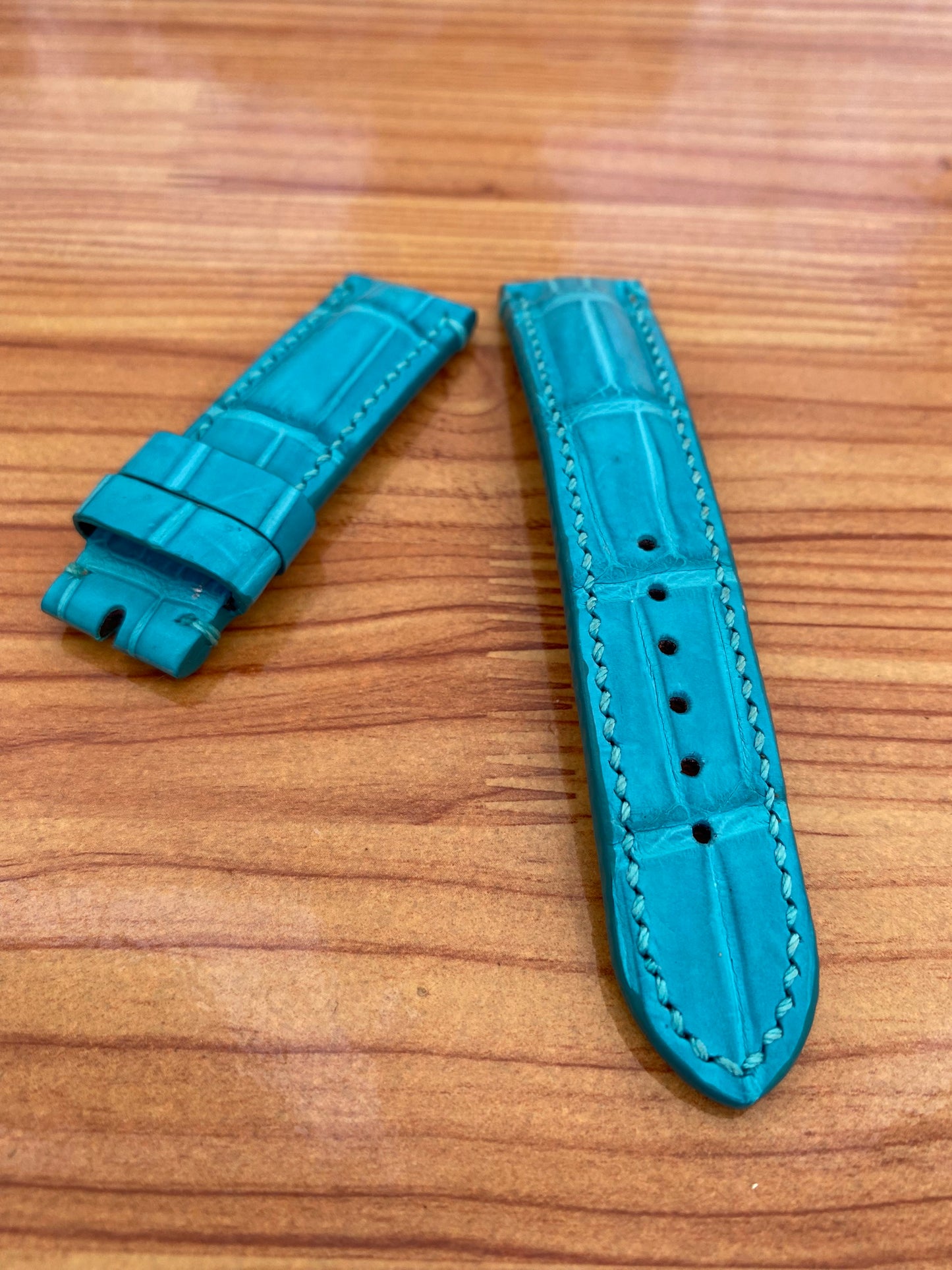 LIGHT BLUE GENUINE ALLIGATOR  LEATHER WATCH STRAP BAND