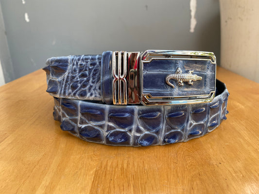 wax patina crocodile leather belt for men