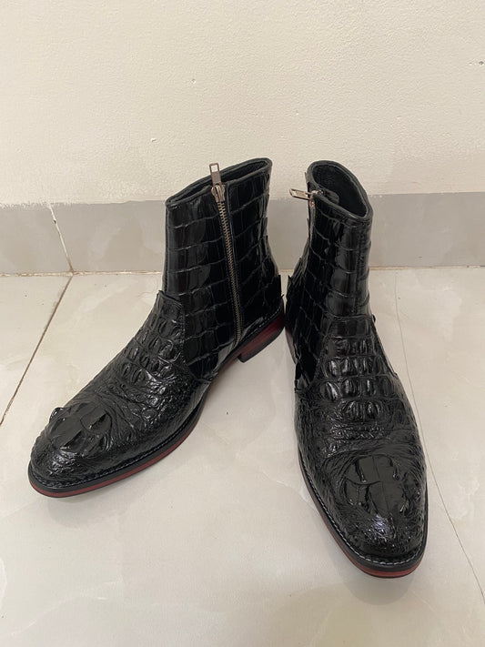 alligator hornback leather boots