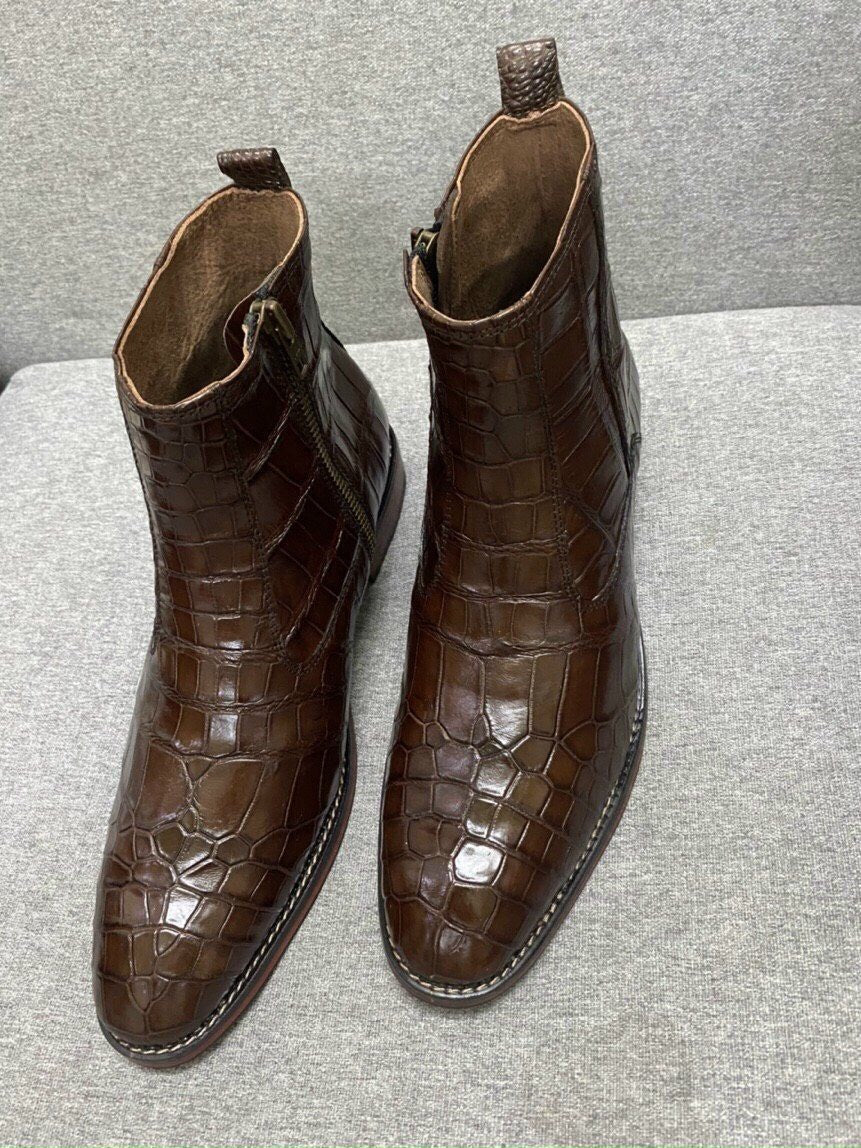 alligator belly leather boots