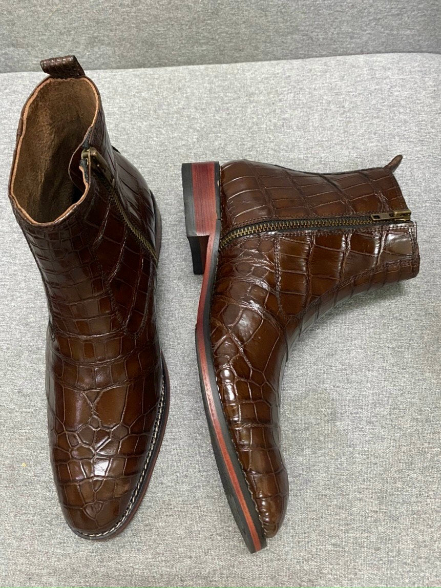 alligator belly leather boots