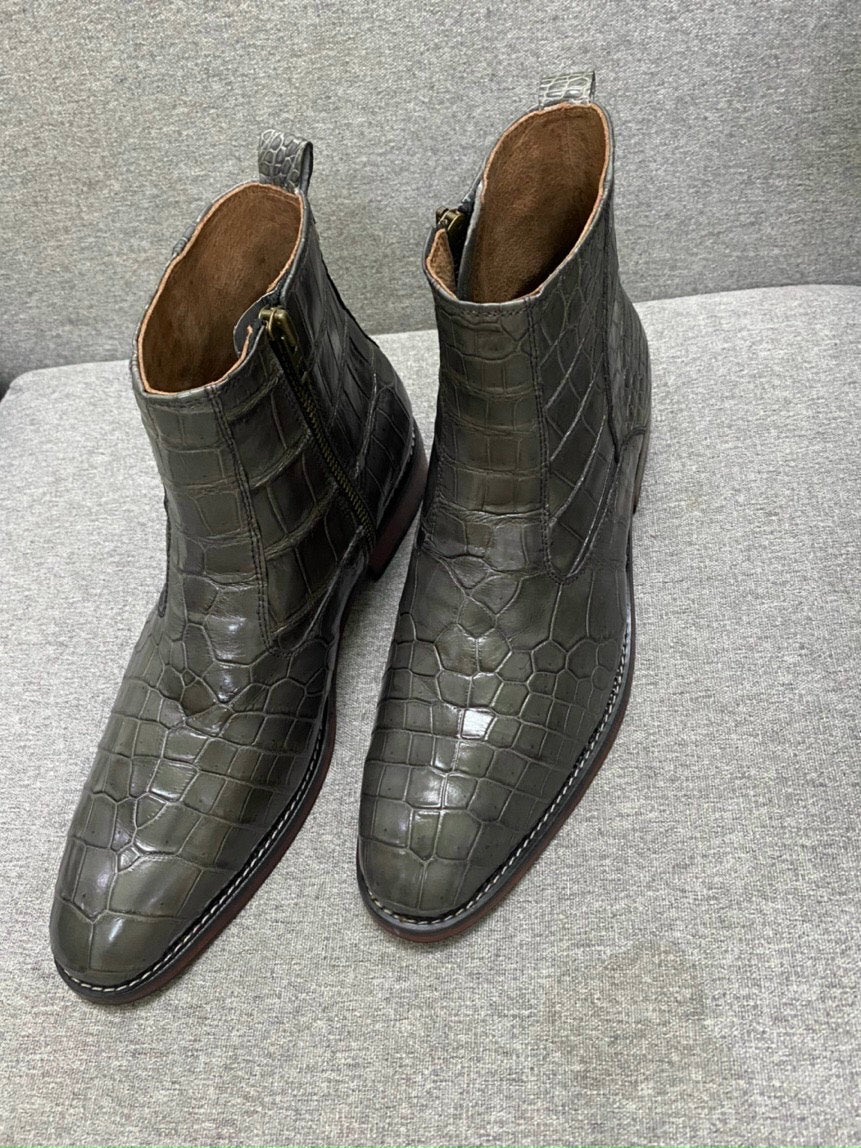 alligator belly leather boots