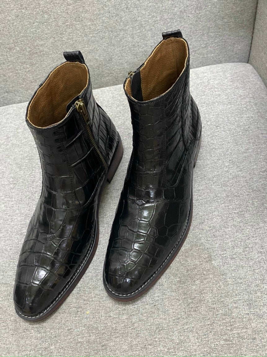 alligator belly leather boots