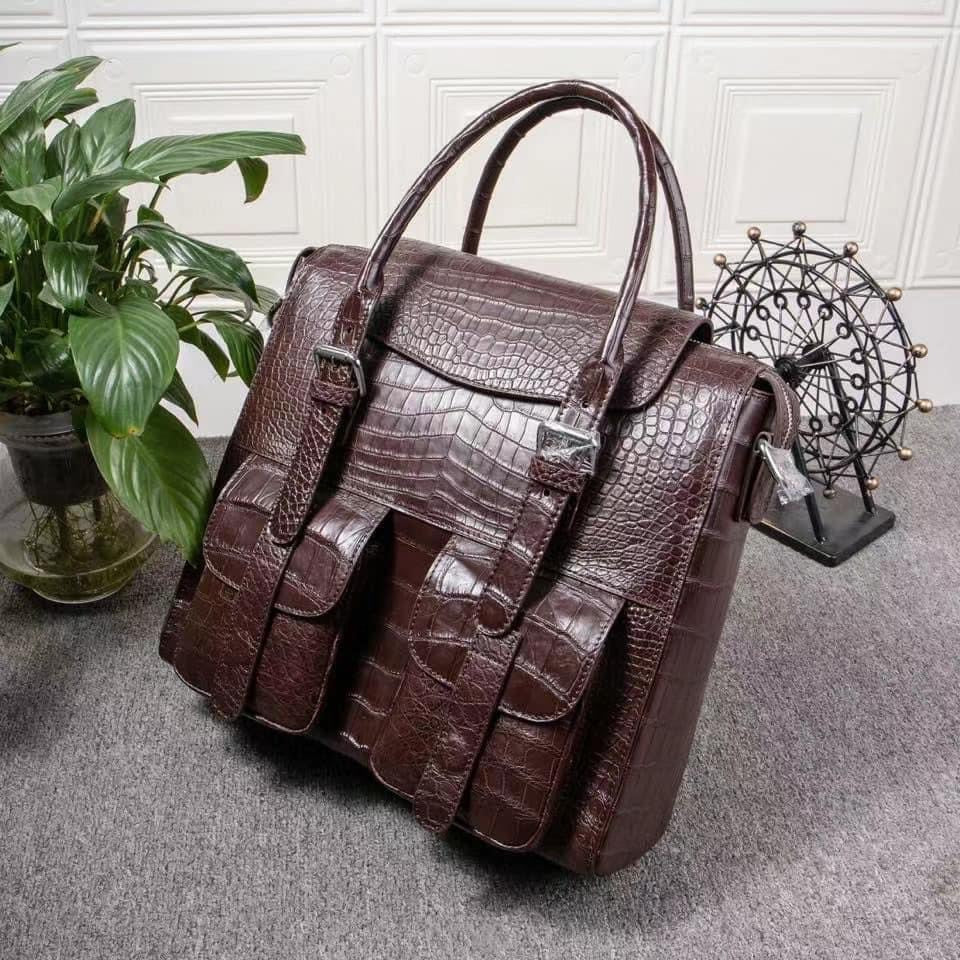Genuine alligator leather briefcase
