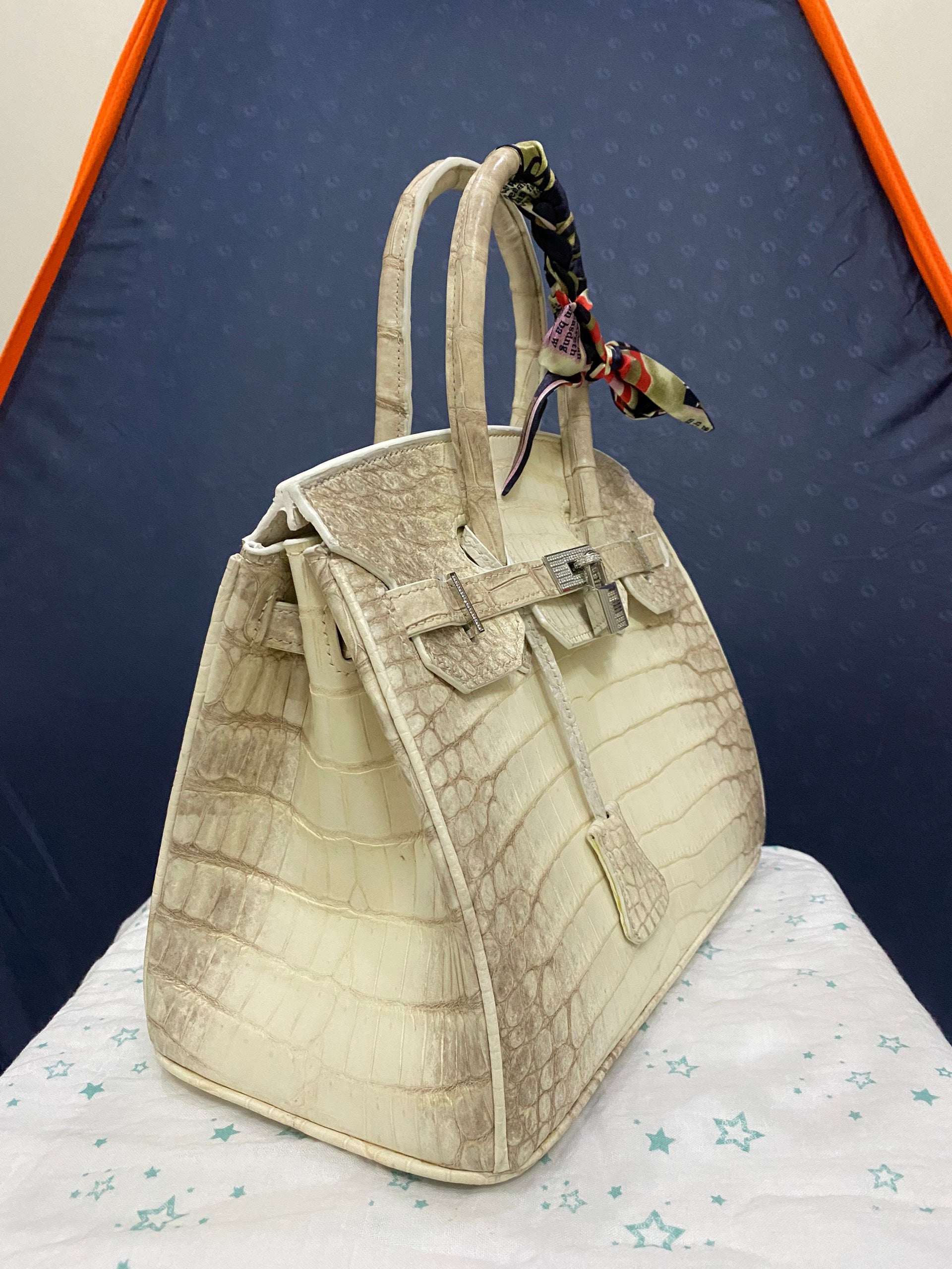 Himalayan Crocodile Leather Top Handle Bag