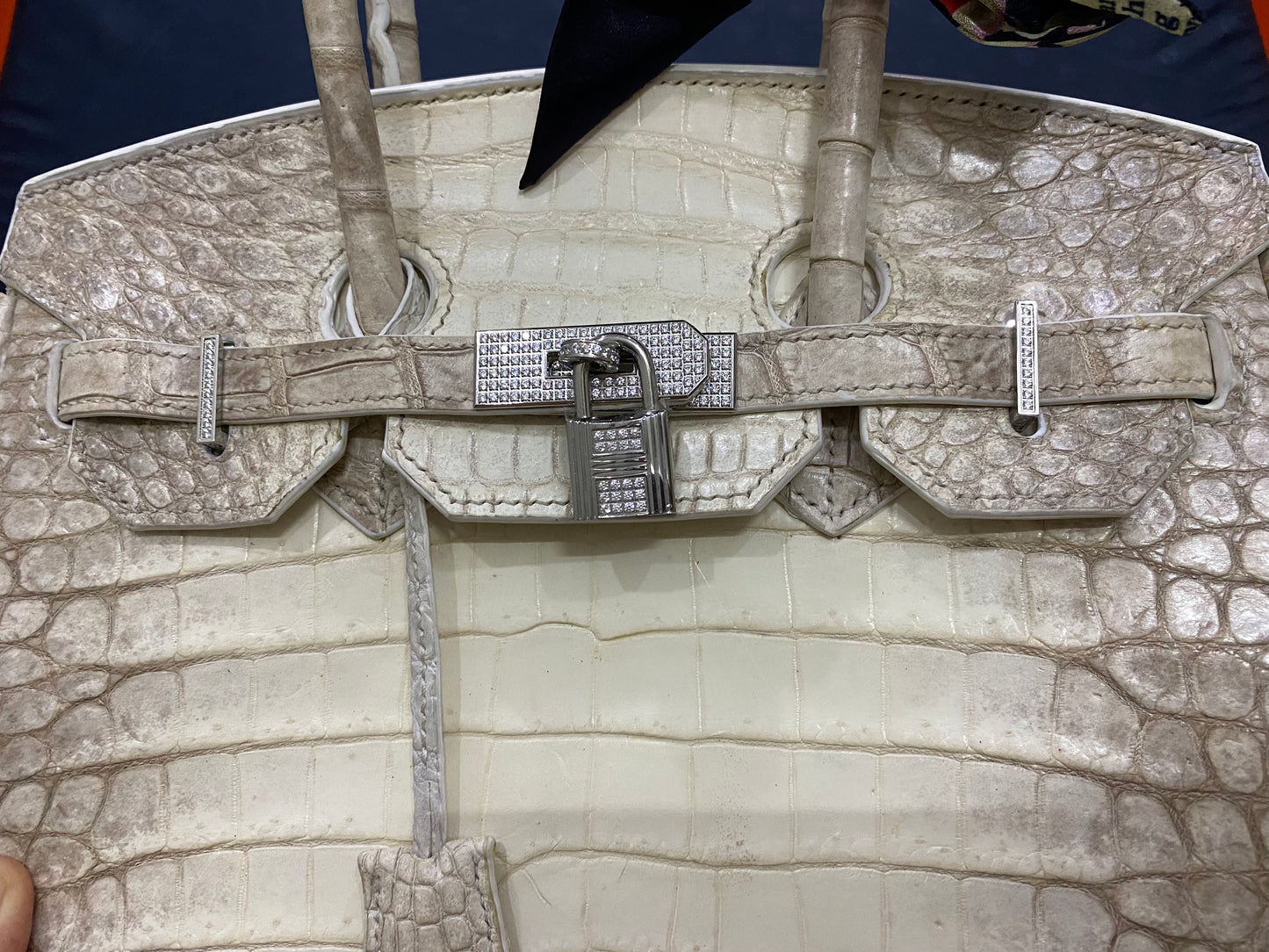 Himalayan Crocodile Leather Top Handle Bag