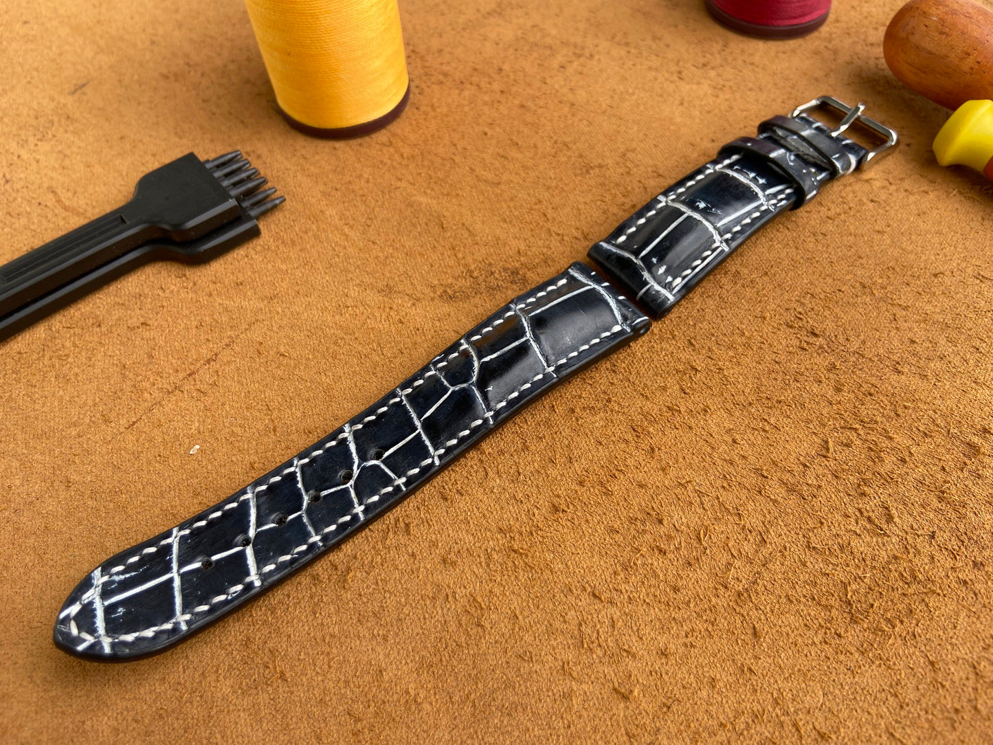 premium crocodile leather watch strap band