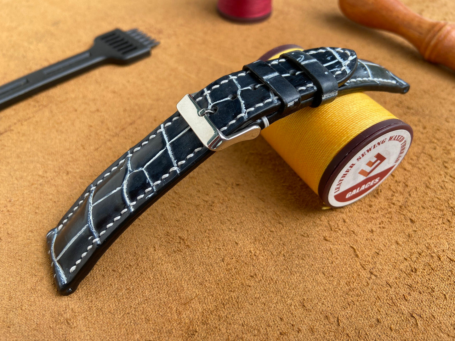 premium crocodile leather watch strap band