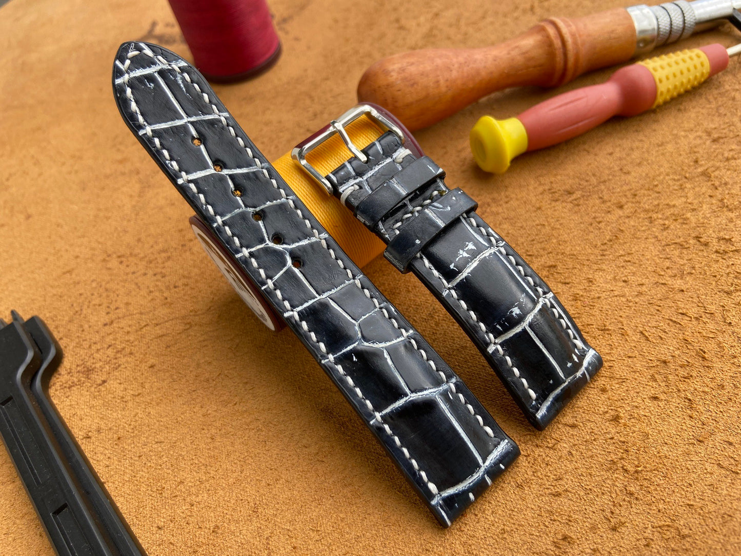 premium crocodile leather watch strap band