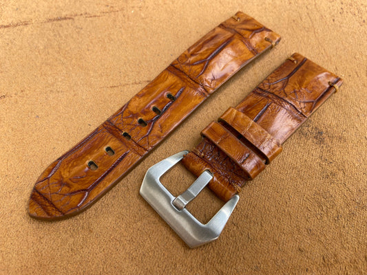 Tan Brown premium crocodile leather watch strap band