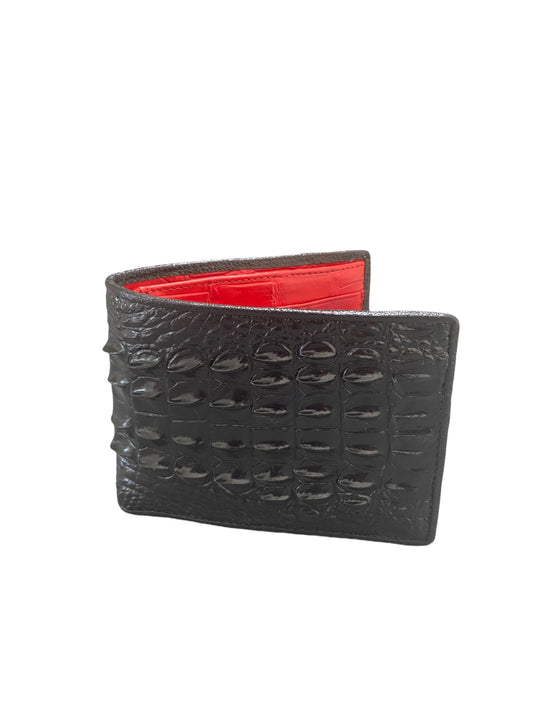 Handmade Black Double side alligator hornback leather wallet for men