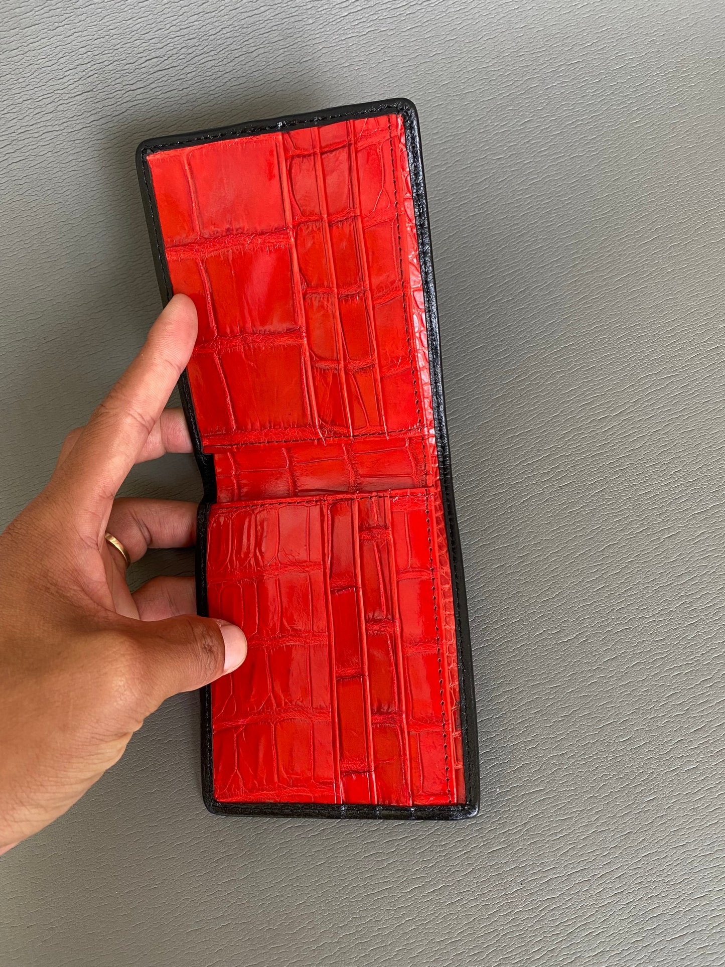 genuine alligator leather belly men wallet