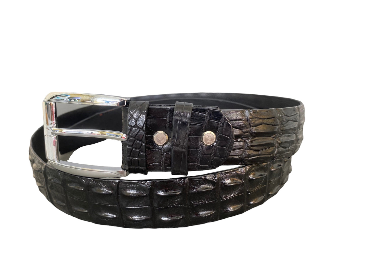 Black Genuine alligator hornback leather belt for men