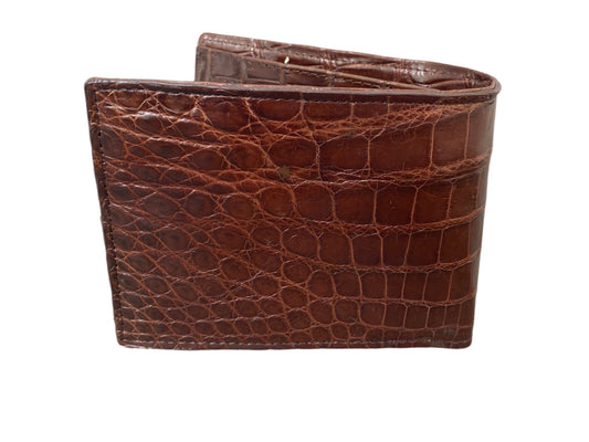 Brown alligator belly leather wallet for men