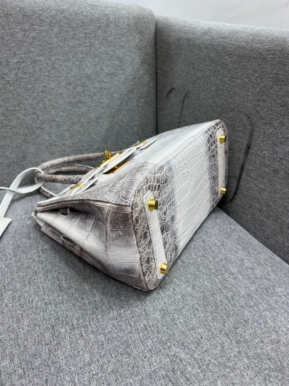 Authentic Croc Leather Women Handbag Bag Cross body White Himalayan w/Strap  New